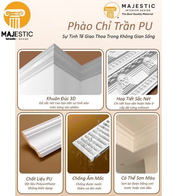 Phào Trần Tròn Trơn 71mm GC-83042-50